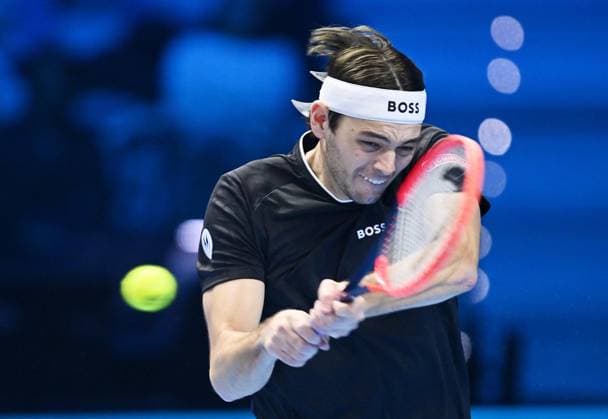 November 14, 2024, Turin: Taylor Fritz of USA plays the match against Alex de Minaur of Australia during the match of Nitto ATP, Tennis Herren Finals in Turin, 14 november 2024 ..The ATP men s singles world number 1 is preparing for the ATP Finals that will run from 10-17 November in Turin ANSA ALESSANDRO DI MARCO ATP Finals Torino  - ZUMAa110 20241114_zaf_a110_034 Copyright: xAlessandroxDixMarcox