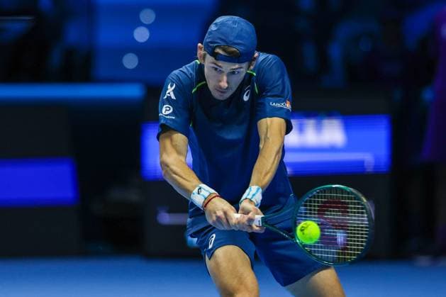 Taylor Fritz of United States vs Alex De Minaur of Australia Nitto ATP FINALS 2024 Turin 14 11 2024 Alex De Minaur of Australia seen in actions during Men s Singles Group Stage match against Taylor Fritz of United States on day five of the Nitto ATP Finals 2024 at Inalpi Arena Copyright: xBEAUTIFULxSPORTS Carabellix