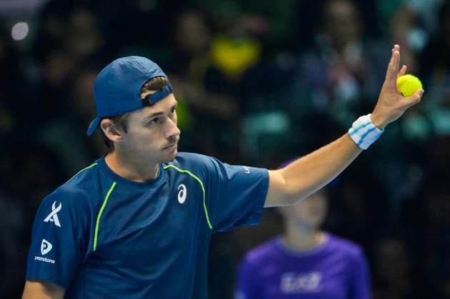 November 14, 2024: Alex de Minaur of Australia against Taylor Fritz of USA during their Nitto ATP, Tennis Herren Finals Day 5 during day one of the Nitto ATP Finals at Inalpi Arena on November 14, 2024 in Turin, Italy. - ZUMAg210 20241114_abp_g210_026 Copyright: xStefanoxGuidix