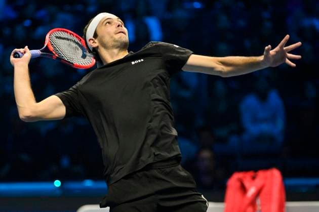 November 14, 2024: Taylor Fritz of USA in action against Alex de Minaur of Australia during their Nitto ATP, Tennis Herren Finals Day 5 during day one of the Nitto ATP Finals at Inalpi Arena on November 14, 2024 in Turin, Italy. - ZUMAg210 20241114_abp_g210_032 Copyright: xStefanoxGuidix