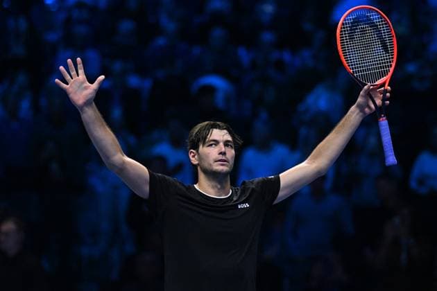 Nitto ATP, Tennis Herren Finals - Fritz v de Minaur Taylor Fritz (USA) duringhis third match at the 2024 Nitto ATP Finals in Torino, ITALY, on November 14, 2024. Photo by Corinne Dubreuil ABACAPRESS.COM Turin Italy  Copyright: xDubreuilxCorinne ABACAx