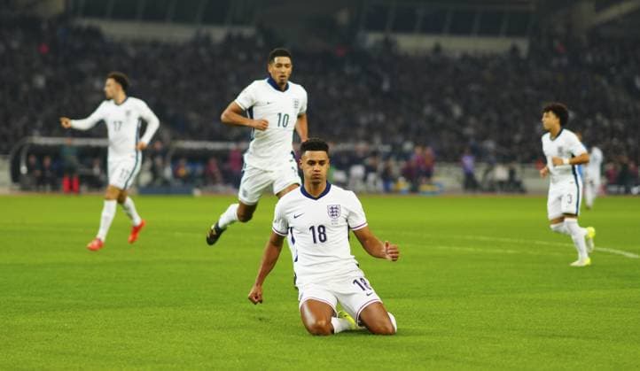 Ollie Watkins of England celebrates scoring the opening goal Greece v England, UEFA Nations League, League B, Group 2, Football, Olympic Stadium, Athens, Greece - 14 Nov 2024 EDITORIAL USE ONLY No use with unauthorised audio, video, data, fixture lists, club league logos or live services. Online in-match use limited to 120 images, no video emulation. No use in betting, games or single club league player publications. Copyright: xJavierxGarcia Shutterstockx 14902321z