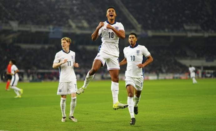 Ollie Watkins of England celebrates scoring the opening goal Greece v England, UEFA Nations League, League B, Group 2, Football, Olympic Stadium, Athens, Greece - 14 Nov 2024 EDITORIAL USE ONLY No use with unauthorised audio, video, data, fixture lists, club league logos or live services. Online in-match use limited to 120 images, no video emulation. No use in betting, games or single club league player publications. Copyright: xJavierxGarcia Shutterstockx 14902321ab