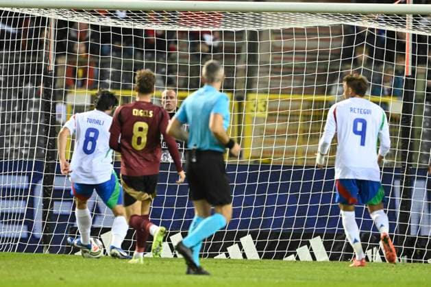 Belgium v Italy - UEFA Nations League 14 11 2024 BRUSSELS, BELGIUM - NOVEMBER 14 : Tonali Sandro midfielder of Italy scores a goal during the UEFA Nations League tournament League A Phase Group A2 match between Belgium and Italy on November 14, 2024 in Brussels, Belgium, 14 11 2024 Brussels Belgium  Copyright: xNicoxVereeckenx