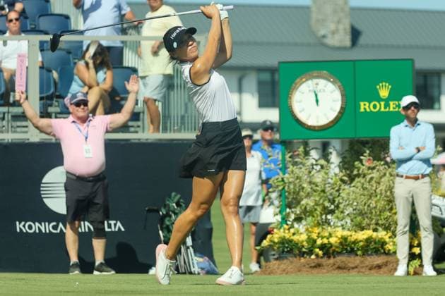 November 14, 2024, Belleair, Florida, USA: Lydia Ko drives the 10th fairway while playing in The Annika on Thursday, Nov 14, 2024, at the Pelican Golf Club in Belleair. Belleair USA - ZUMAs70_ 0779355469st Copyright: xDouglasxR.xCliffordx