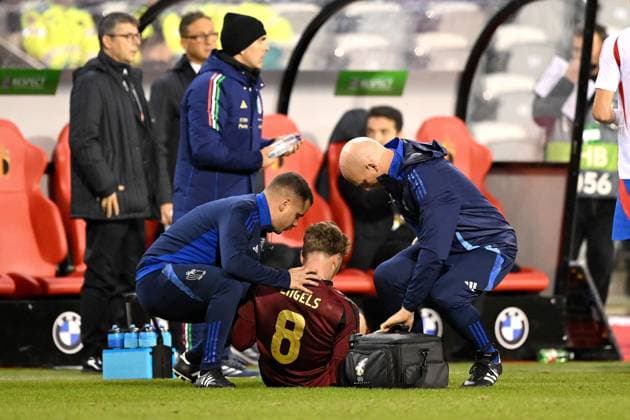 BRUSSELS - Arne Engles of Belgium during the UEFA Nations League match between Belgium and Italy at the King Baudouin Stadium on Nov. 14, 2024 in Brussels, Belgium. ANP Hollandse Hoogte UEFA Nations League 2024 25 League A Group A2 2024 25 xVIxANPxSportx xGerritxvanxKeulenxIVx 513469933 originalFilename: 513469933.jpg