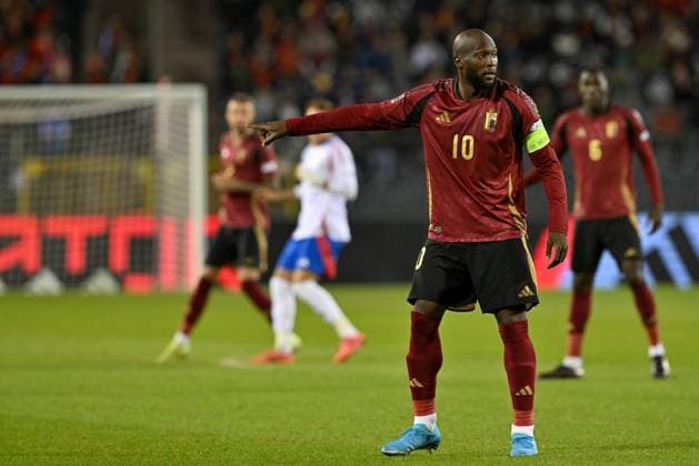 241114 UEFA NATIONS LEAGUE A2 - D5 BELGIUM VS ITALY Romelu Lukaku (10) of Belgium pictured during a soccer game between the national teams of Belgium, called the Red Devils and Italy, called Azzurri in the fifth game in group A2 in the UEFA Nations League , on Thursday 14 November 2024 in Brussels , Belgium . photo isosport David Catry BRUSSELS BELGIUM  Copyright: xx 485699