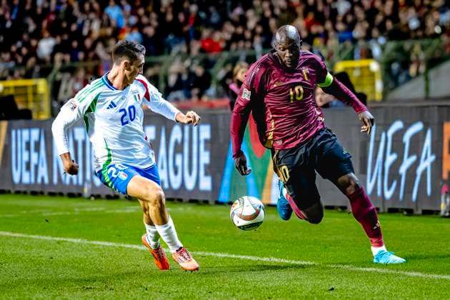 i20 , Belgium forwarder Romelu Lukaku, during the match Belgium Italy at the King Baudouin Stadiu for the UEFA Nations League League A Group A2 season 2024 2025 in BRUSSELS, Netherlands on 14 november 2024, photo by Marcel van Dorst EYE4images DeFodi Images not used in POL SRB CRO FRA GBR NED ITA USA Defodi 746 200400 Defodi-746 not used in POL SRB CRO FRA GBR NED ITA USA
