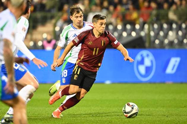Belgium v Italy - UEFA Nations League 14 11 2024 BRUSSELS, BELGIUM - NOVEMBER 14 : Trossard Leandro midfielder of Belgium during the UEFA Nations League tournament League A Phase Group A2 match between Belgium and Italy on November 14, 2024 in Brussels, Belgium, 14 11 2024 Brussels Belgium  Copyright: xVincentxKalutx