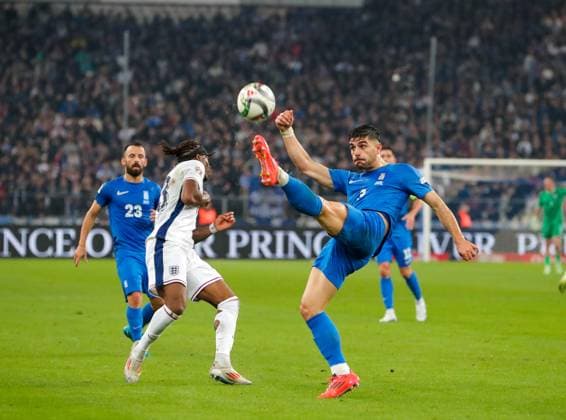 Greece v England UEFA Nations League Konstantinos Koulierakis of Greece kicks the ball during the UEFA Nations League match at Olympic Stadium, Athens UK Newspapers OUT Copyright: xYannisxHalasx FIL-20915-0033