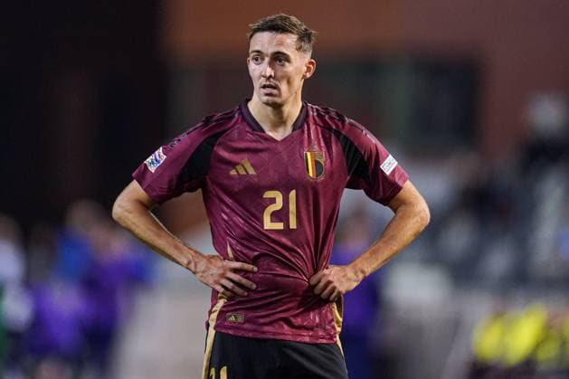 2024-11-14 Belgium v Italy - UEFA Nations League 2024 25 League A Group A2 BRUSSELS, BELGIUM - NOVEMBER 14: Timothy Castagne of Belgium looks up during the UEFA Nations League 2024 25 League A Group A2 match between Belgium and Italy at King Baudouin Stadium on November 14, 2024 in Brussels, Belgium. (Photo by Joris Verwijst BSR Agency) Brussels Belgium Content not available for redistribution in The Netherlands directly or indirectly through any third parties. Copyright: xBSRxAgencyx