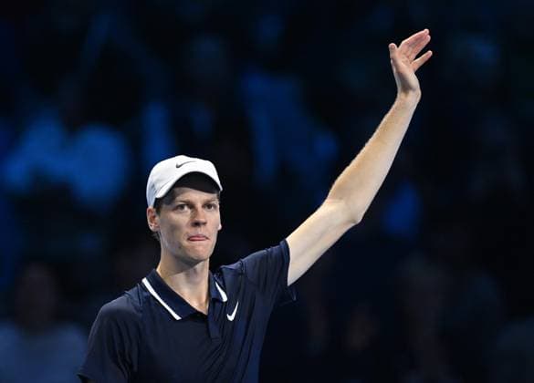 November 14, 2024, Turin: Jannik Sinner of Italy celebrates his victory against Daniil Medvedev of Russia during the match of Nitto ATP, Tennis Herren Finals in Turin, Italy, 14 november 2024 .The ATP men s singles world number 1 is preparing for the ATP Finals that will run from 10-17 November in Turin ANSA ALESSANDRO DI MARCO Nitto Atp Finals  - ZUMAa110 20241114_zaf_a110_068 Copyright: xAlessandroxDixMarcox