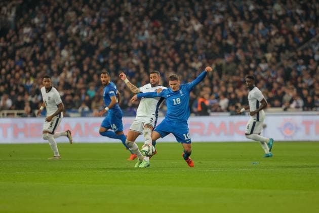Greece v England UEFA Nations League Christos Tzolis of Greece and Kyle Walker of England during the UEFA Nations League match at Olympic Stadium, Athens UK Newspapers OUT Copyright: xYannisxHalasx FIL-20915-0048