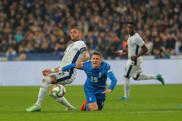 Greece v England UEFA Nations League Christos Tzolis of Greece and Kyle Walker of England during the UEFA Nations League match at Olympic Stadium, Athens UK Newspapers OUT Copyright: xYannisxHalasx FIL-20915-0049