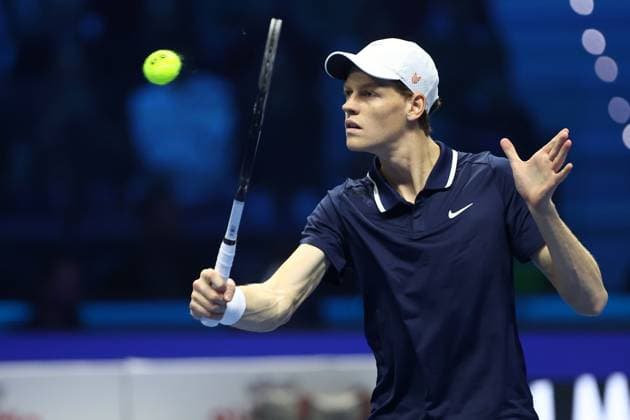 Jannik Sinner (Italy) controls the ball, Day 5, Nitto ATP, Tennis Herren Finals 2024, INALPI Arena, November 14, 2024, Turin, Italy.