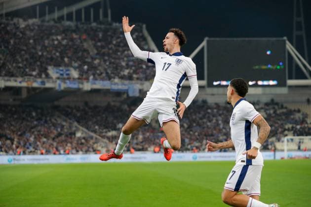 Greece v England UEFA Nations League Curtis Jones of England celebrates scoring a goal during the UEFA Nations League match at Olympic Stadium, Athens UK Newspapers OUT Copyright: xYannisxHalasx FIL-20915-0065