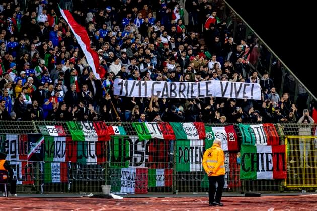 Supporters of Italy, during the match Belgium Italy at the King Baudouin Stadiu for the UEFA Nations League League A Group A2 season 2024 2025 in BRUSSELS, Netherlands on 14 november 2024, photo by Marcel van Dorst EYE4images DeFodi Images not used in POL SRB CRO FRA GBR NED ITA USA Defodi 746 200454 Defodi-746 not used in POL SRB CRO FRA GBR NED ITA USA