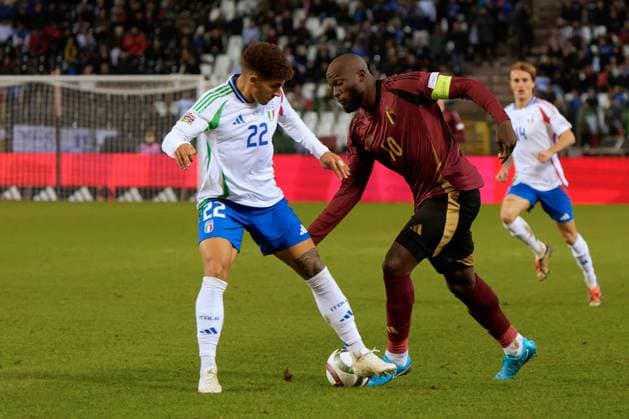 Romelu Lukaku of Belgium in action against Giovanni Di Lorenzo of Italy during Belgium vs Italy, Football UEFA Nations Leage match in Brussel, Belgium, November 14 2024  Copyright: xEmmanuelexMastrodonato IPAxSportx xx IPA_51564994 IPA_Agency_IPA51564994