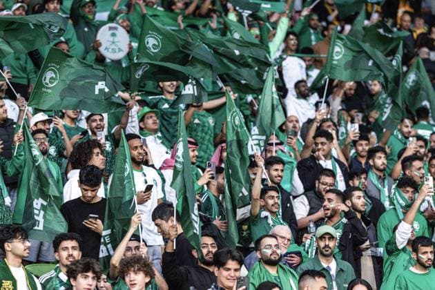 MELBOURNE, AUSTRALIA - NOVEMBER 14: Saudi Arabia supporters during FIFA World Cup, WM, Weltmeisterschaft, Fussball 2026 AFC Qualifiers Third Round football match between Australia and Saudi Arabia at AAMI Park on November 14, 2024 in Melbourne, Australia. (Photo by Santanu Banik Speed Media Icon Sportswire) SOCCER: NOV 14 FIFA World Cup 2026 AFC Qualifiers Third Round EDITORIAL USE ONLY Icon2411140000526