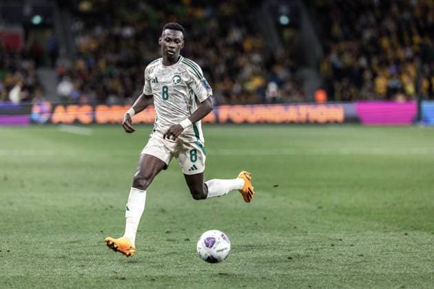 MELBOURNE, AUSTRALIA - NOVEMBER 14: Team Saudi Arabia Midfielder Marwan Al Sahafi in action during FIFA World Cup, WM, Weltmeisterschaft, Fussball 2026 AFC Qualifiers Third Round football match between Australia and Saudi Arabia at AAMI Park on November 14, 2024 in Melbourne, Australia. (Photo by Santanu Banik Speed Media Icon Sportswire) SOCCER: NOV 14 FIFA World Cup 2026 AFC Qualifiers Third Round EDITORIAL USE ONLY Icon2411140338626