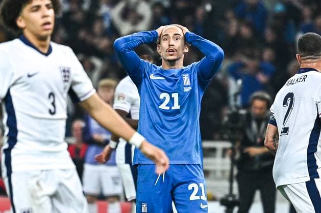 CALCIO - UEFA Nations League - Greece vs England 21 Kostas Tsimikas of Greece plays during the UEFA Nations League 2024 25 League B, Group B2 match between Greece and England on November 14, 2024 at OAKA Stadium, in Athens, Greece. Athens Greece  Copyright: xIPAxSport ABACAx
