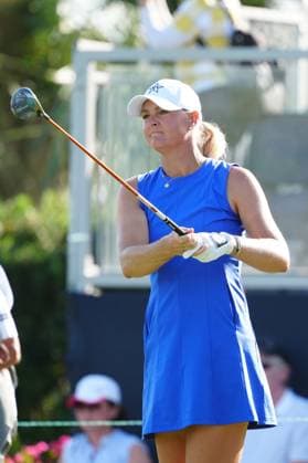 BELLEAIR, FL - NOVEMBER 14: PGA, Golf Herren player Anna Nordqvist plays her tee shot on the first hole on November 14, 2024, during the first round of the LPGA, Golf Damen The ANNIKA driven by Gainbridge at Pelican Golf Club in Belleair, Florida. (Photo by Brian Spurlock Icon Sportswire) GOLF: NOV 14 LPGA The ANNIKA driven by Gainbridge at Pelican EDITORIAL USE ONLY Icon241114147