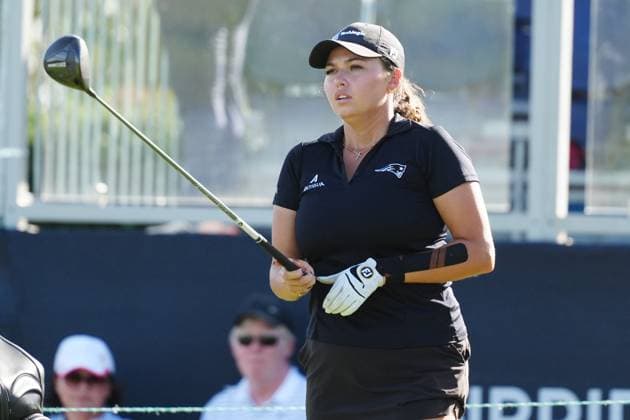 BELLEAIR, FL - NOVEMBER 14: PGA, Golf Herren player Alexa Pano plays her tee shot on the first hole on November 14, 2024, during the first round of the LPGA, Golf Damen The ANNIKA driven by Gainbridge at Pelican Golf Club in Belleair, Florida. (Photo by Brian Spurlock Icon Sportswire) GOLF: NOV 14 LPGA The ANNIKA driven by Gainbridge at Pelican EDITORIAL USE ONLY Icon241114148