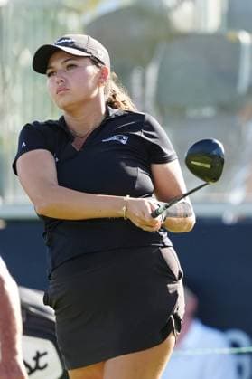 BELLEAIR, FL - NOVEMBER 14: PGA, Golf Herren player Alexa Pano plays her tee shot on the first hole on November 14, 2024, during the first round of the LPGA, Golf Damen The ANNIKA driven by Gainbridge at Pelican Golf Club in Belleair, Florida. (Photo by Brian Spurlock Icon Sportswire) GOLF: NOV 14 LPGA The ANNIKA driven by Gainbridge at Pelican EDITORIAL USE ONLY Icon241114149