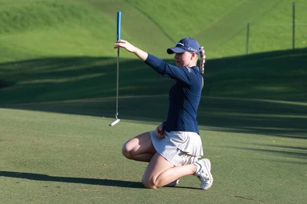 BELLEAIR, FL - NOVEMBER 14: LPGA, Golf Damen golfer Charley Hull lines up her putt on the 12th hole on November 14, 2024, during the first round of the LPGA The ANNIKA driven by Gainbridge at Pelican Golf Club in Belleair, Florida. (Photo by Brian Spurlock Icon Sportswire) GOLF: NOV 14 LPGA The ANNIKA driven by Gainbridge at Pelican EDITORIAL USE ONLY Icon241114176