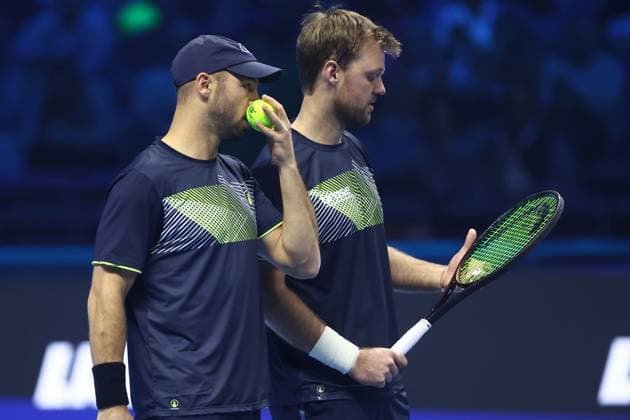 Kevin Krawietz (Germany) und Tim Puetz (Germany) speaks with, Day 6, Nitto ATP, Tennis Herren Finals 2024, INALPI Arena, November 15, 2024, Turin, Italy.