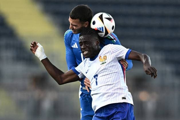 Fußball, U21 Länderspiel, Italien - Frankreich Mp Empoli 15 11 2024 - amichevole Italia-Francia U21, U 21 foto Matteo Papini Image nella foto: Diego Coppola-Loum Tchaouna 