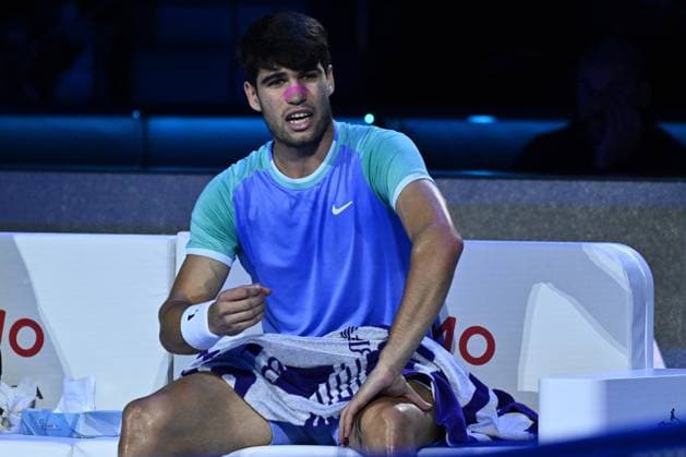 Carlos Alcaraz (ESP) in action against Alexander Zverev (GER) during day six of the Nitto ATP, Tennis Herren finals 2024 at Inalpi Arena on November 15, 2024 in Turin, Italy.  Copyright: xDomenicoxCippitelli IPAxSportx x xx IPA_51587042 IPA_Agency_IPA51587042