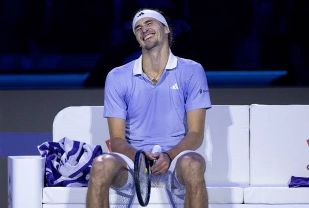 Alexander Zverev of Germany smiles in celebration Nitto ATP, Tennis Herren Finals, Day 6, Tennis, Inalpi Arena, Turin, Italy 15 Nov 2024  Copyright: xEllaxLing Shutterstockx 14893645e
