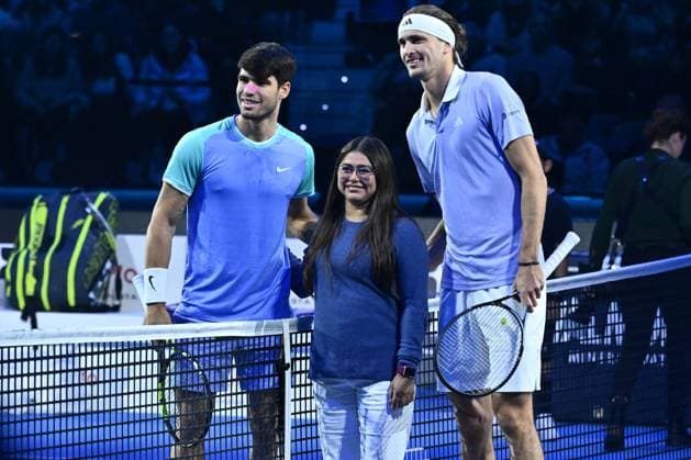 Alexander Zverev (GER) and Carlos Alcaraz (ESP) during day six of the Nitto ATP, Tennis Herren finals 2024 at Inalpi Arena on November 15, 2024 in Turin, Italy.  Copyright: xDomenicoxCippitelli IPAxSportx x xx IPA_51587141 IPA_Agency_IPA51587141