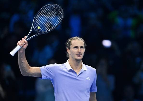November 15, 2024, Turin: Alexander Zverev of Germany celebrates his victory against Carlos Alcaraz of spain during the match of Nitto ATP, Tennis Herren Finals in Turin, Italy, 15 november 2024 .ANSA ALESSANDRO DI MARCO ATP Finals in Turin  - ZUMAa110 20241115_zaf_a110_054 Copyright: xAlessandroxDixMarcox