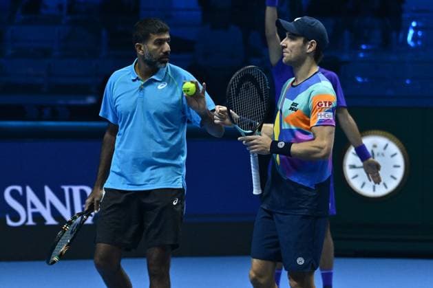 Rohan Bopanna (IND) and Matthew Ebden (AUS) during the Men s Double match against Kevin Krawietz (GER) and Tim Puetz (GER) during day six of the Nitto ATP, Tennis Herren finals 2024 at Inalpi Arena on November 15, 2024 in Turin, Italy.  Copyright: xDomenicoxCippitelli IPAxSportx x xx IPA_51587814 IPA_Agency_IPA51587814