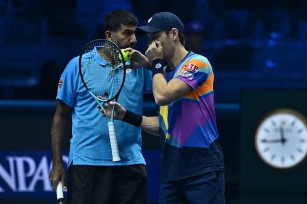 Rohan Bopanna (IND) and Matthew Ebden (AUS) during the Men s Double match against Kevin Krawietz (GER) and Tim Puetz (GER) during day six of the Nitto ATP, Tennis Herren finals 2024 at Inalpi Arena on November 15, 2024 in Turin, Italy.  Copyright: xDomenicoxCippitelli IPAxSportx x xx IPA_51587820 IPA_Agency_IPA51587820