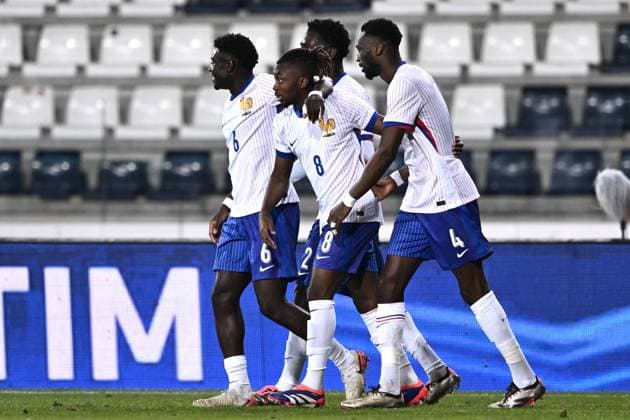 Fußball, U21 Länderspiel, Italien - Frankreich Mp Empoli 15 11 2024 - amichevole Italia-Francia U21, U 21 foto Matteo Papini Image nella foto: esultanza gol Valentin Atangana 