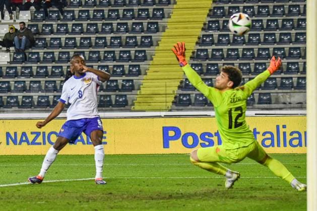 Fußball, U21 Länderspiel, Italien - Frankreich Valentin Atangana (France) scores the goal of 2 - 2 during Under 21 - Italy vs France, Friendly football match in Empoli, Italy, November 15 2024  Copyright: xFabioxFagiolini IPAxSportx xipa-x xx IPA_51589101 IPA_Agency_IPA51589101