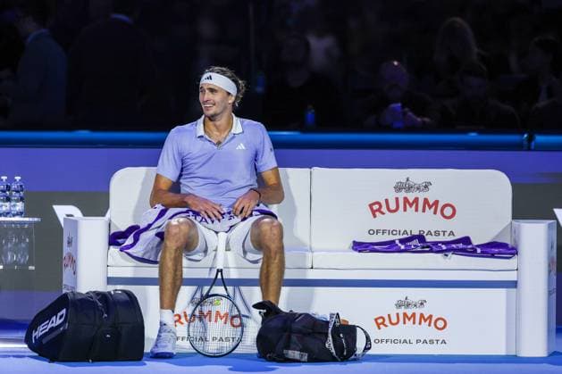 Alexander Zverev of Germany seen during Men s Singles Group Stage match against Carlos Alcaraz of Spain on six four of the Nitto ATP, Tennis Herren Finals 2024 at Inalpi Arena  Copyright: xFabrizioxCarabelli IPAxSportx xix xx IPA_51588996 IPA_Agency_IPA51588996