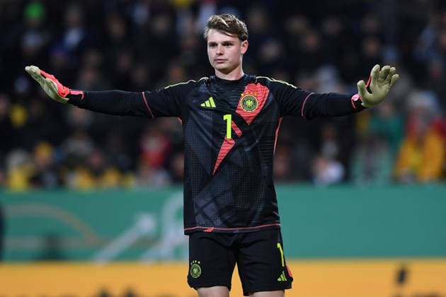Soccer U21 Men International match Germany Denmark on 15 11 2024 at the Tivoli in Aachen Jonas Urbig Germany DFB regulations prohibit any use of photographs as image sequences and or quasi video xRx
