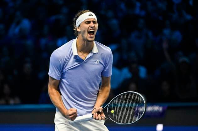 November 15, 2024: Turin, Italy: ALEXANDER ZVEREV of Germany in action against C. Alcaraz of Spain during their Men s Single s Nitto ATP, Tennis Herren Finals match at Inalpi Arena. Zverev wins 7:6(5) 6:4. Turin Italy - ZUMAg210 20241115_abp_g210_112 Copyright: xStefanoxGuidix
