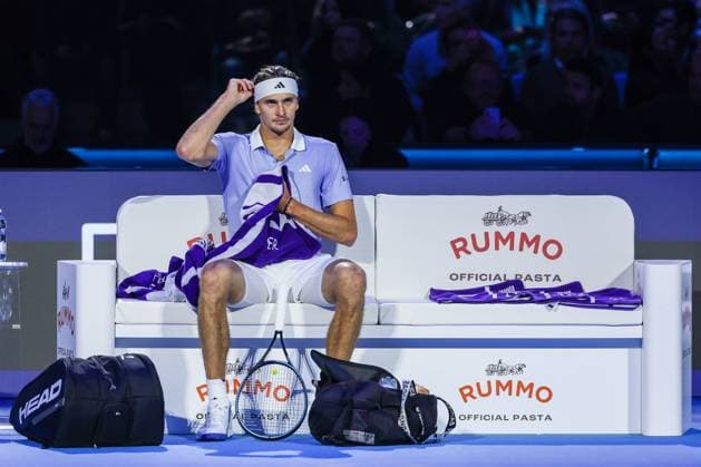 November 15, 2024, Turin, Italy: Alexander Zverev of Germany seen during Men s Singles Group Stage match against Carlos Alcaraz of Spain on six four of the Nitto ATP, Tennis Herren Finals 2024 at Inalpi Arena Turin Italy - ZUMAs197 20241115_aaa_s197_136 Copyright: xFabrizioxCarabellix