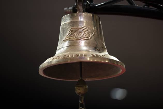 illustration picture of the bell taken during day four of the Zesdaagse Vlaanderen-Gent six-day indoor Track cycling, Rad, Radsport, Bahnrad, Bahn event at the indoor cycling arena t Kuipke, Friday 15 November 2024, in Gent. DAVIDxPINTENS  x105496016x