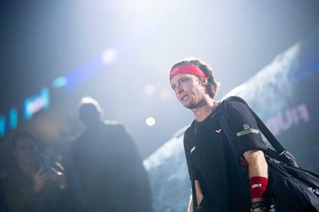 Russia s Andrey Rublev before the singles tennis match of the ATP, Tennis Herren World Tour Finals against Norway s Casper Ruud at the Inalpi Arena in Turin, Italy - - Friday, November 15, 2024.  Copyright: xMarcoxAlpozzi LaPressex