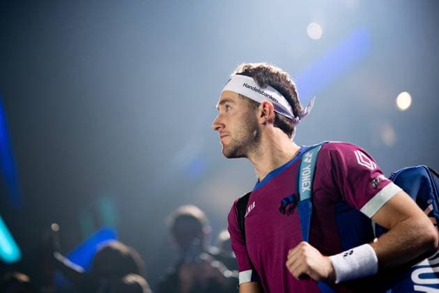 Norway s Casper Ruud before the singles tennis match of the ATP, Tennis Herren World Tour Finals against Russia s Andrey RublevÊat the Inalpi Arena in Turin, Italy - - Friday, November 15, 2024.  Copyright: xMarcoxAlpozzi LaPressex