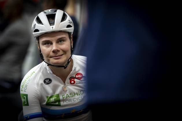 Belgian Lotte Kopecky pictured during day four of the Zesdaagse Vlaanderen-Gent six-day indoor Track cycling, Rad, Radsport, Bahnrad, Bahn event at the indoor cycling arena t Kuipke, Friday 15 November 2024, in Gent. DAVIDxPINTENS  x105503451x