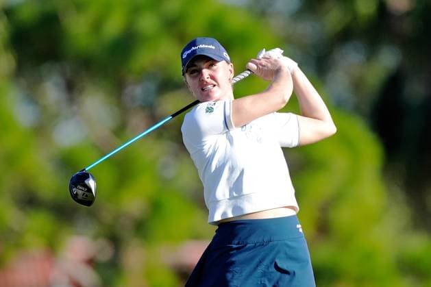 BELLEAIR, FL - NOVEMBER 15: LPGA, Golf Damen golfer Charley Hull plays her tee shot on the 11th hole on November 15, 2024, during the second round of the LPGA The ANNIKA driven by Gainbridge at Pelican Golf Club in Belleair, Florida. (Photo by Brian Spurlock Icon Sportswire) GOLF: NOV 15 LPGA The ANNIKA driven by Gainbridge at Pelican EDITORIAL USE ONLY Icon24111582