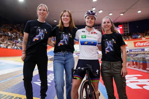 Lotto Six Days Flanders Ghent 2024 - day 4 GENT, BELGIUM - NOVEMBER 12 : Kopecky Lotte (BEL) pictured with her team mates during the 4th day of the 83th edition of the Six Days of Flanders-Ghent. The Six Days of Ghent ( Zesdaagse van Gent in Dutch) is a cycling event on the Kuipke cycling track in the Citadel Park in Ghent. On November 12, 2024 in Gent, Belgium, 12 11 2024 Gent Belgium  Copyright: xJanxDexMeuleneirx
