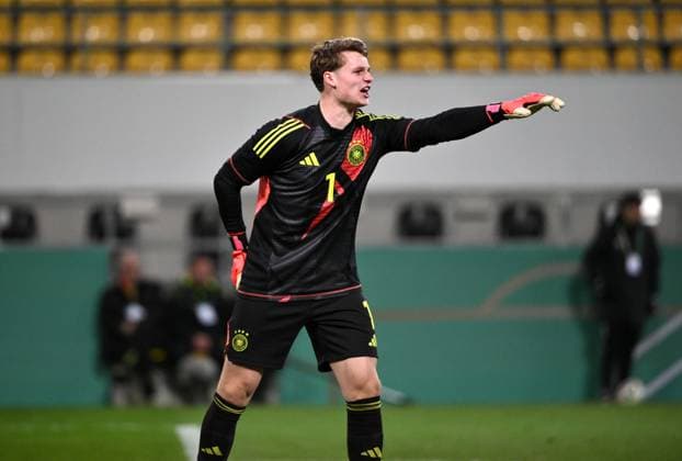 Goalkeeper Jonas Urbig Germany 15 11 2024, Football, Test match 2024, U 21 national teams, Friendly match, Germany Denmark 3 0 Aachen Tivoli North Rhine-Westphalia Germany Team2